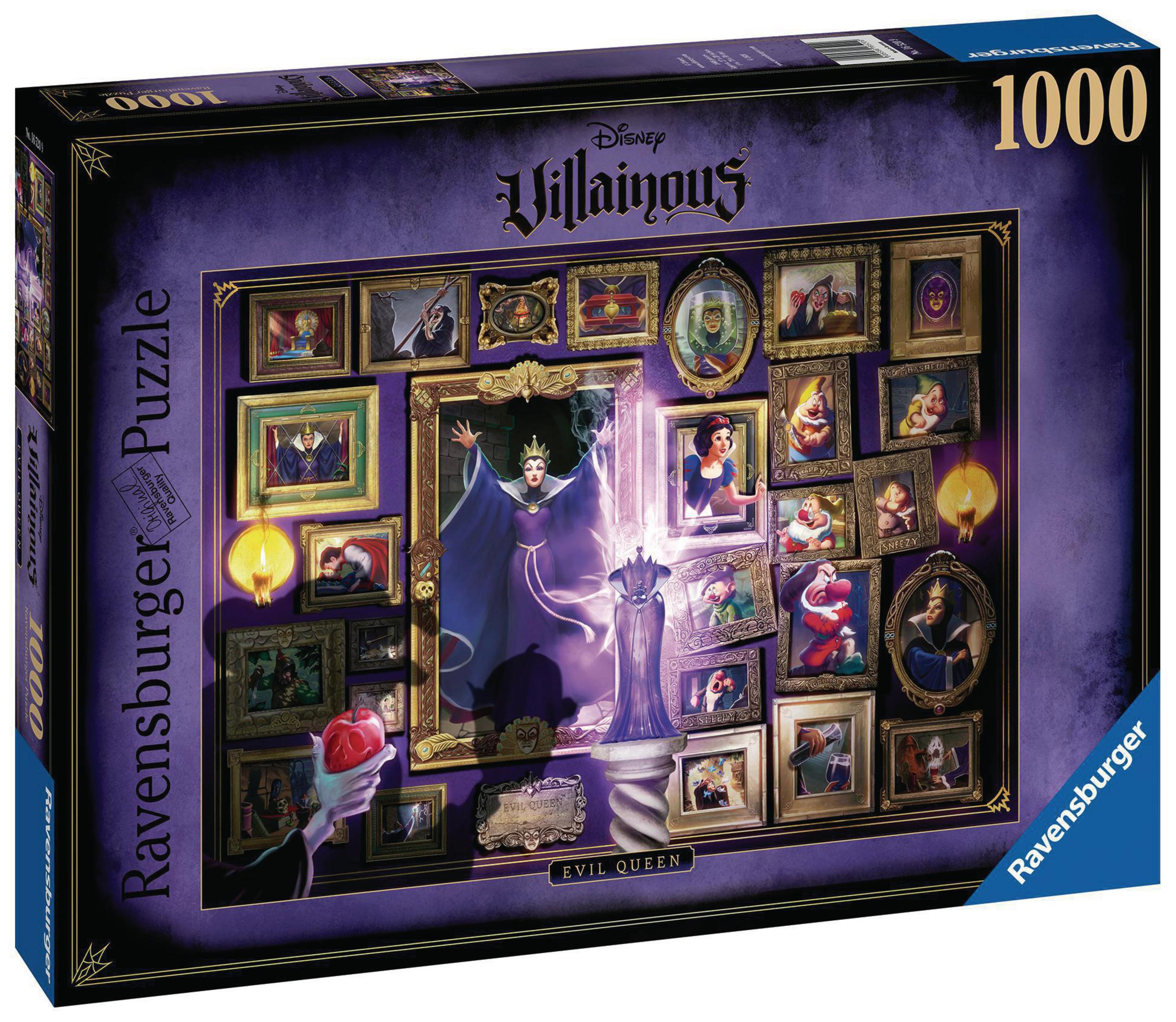 Pudełko z puzzlami Disney Villainous z 1000-elementową układanką z różnymi złoczyńcami.