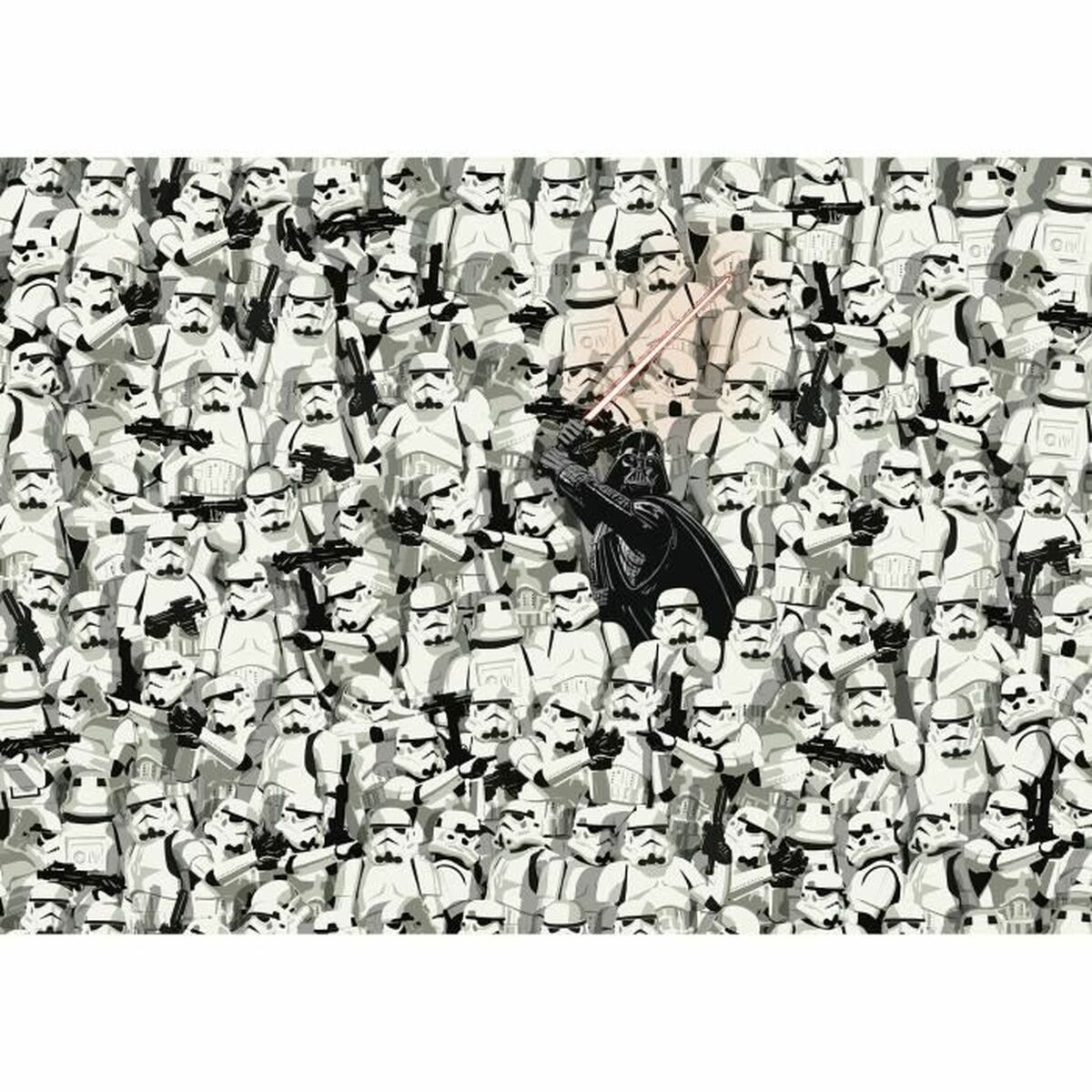 Darth Vader kämpft in Menge von Sturmtruppen, mit Lichtschwertern. Star Wars Szene.