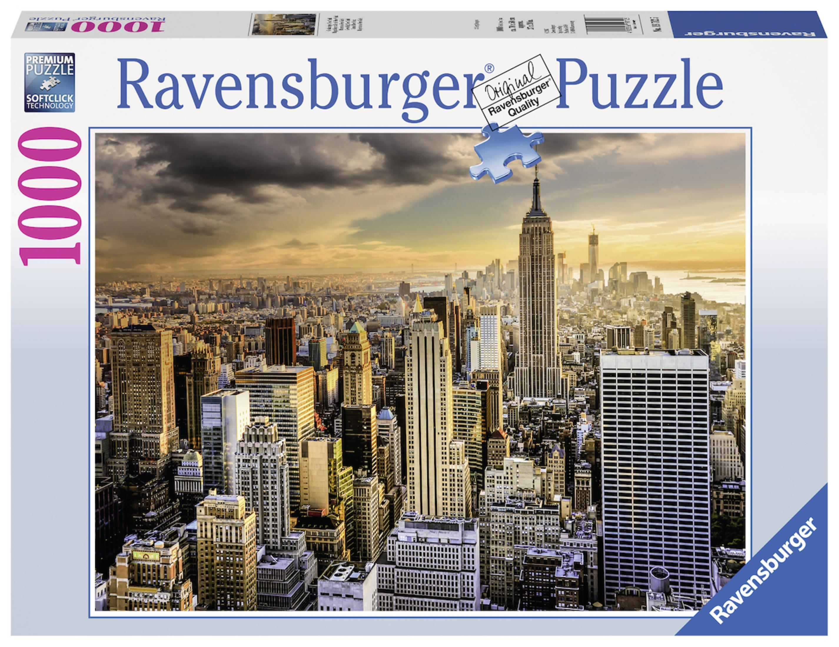 Puzzleschachtel mit einem Bild von New York City, einschließlich Empire State Building.
