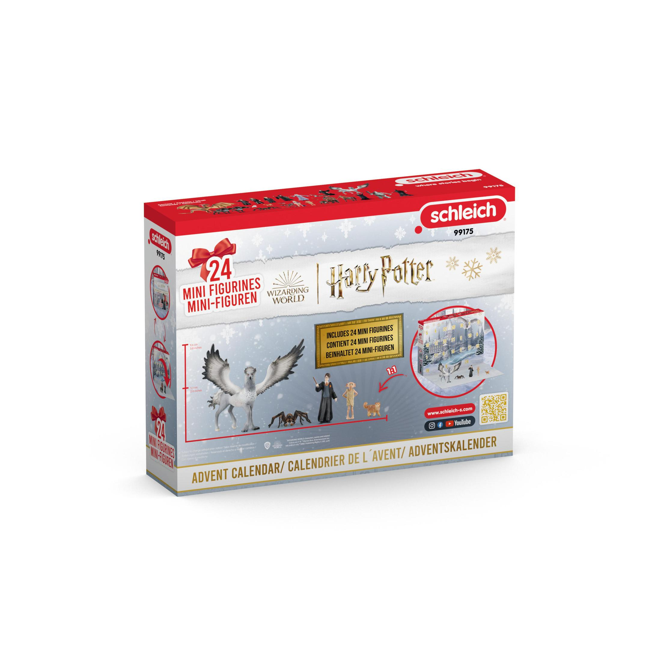 Kalendarz adwentowy Harry'ego Pottera, zapakowany. Pudełko przedstawia Harry'ego, postać i zaśnieżony zamek.