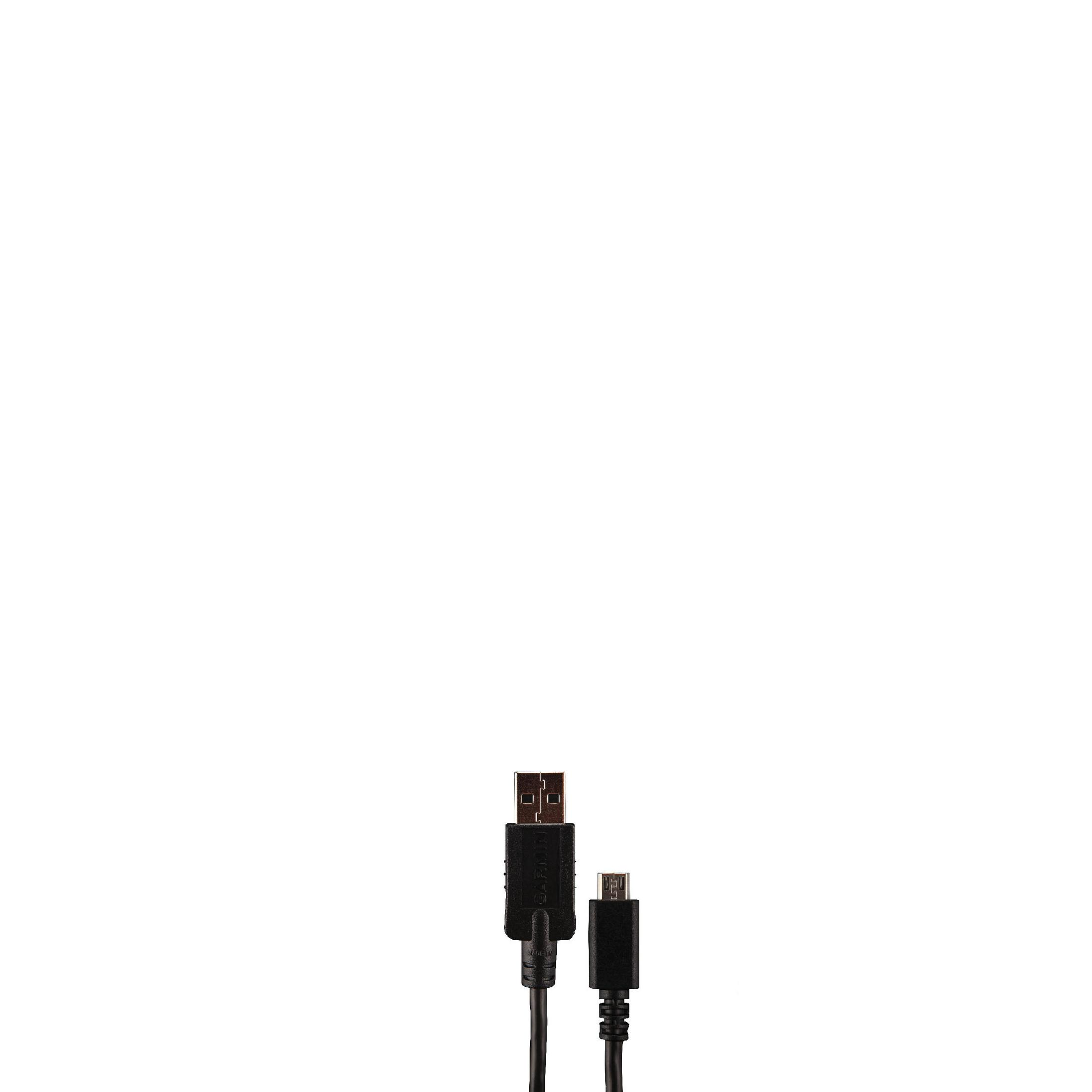 Ein schwarzes USB-zu-Micro-USB-Kabel, isoliert auf weißem Hintergrund.