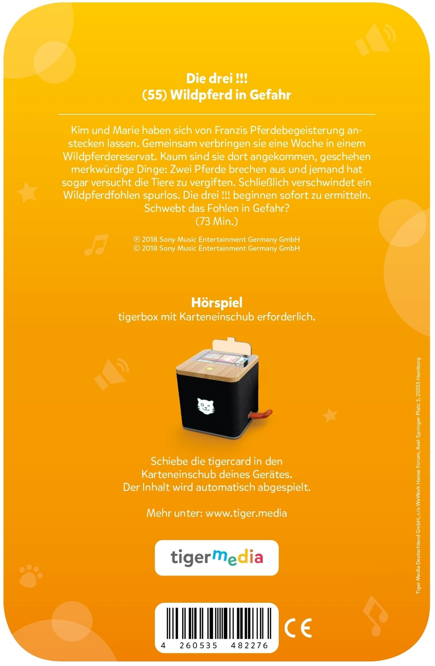 Die Rückseite einer Tigerbox-Karte. Sie zeigt Text und ein Bild des Geräts.