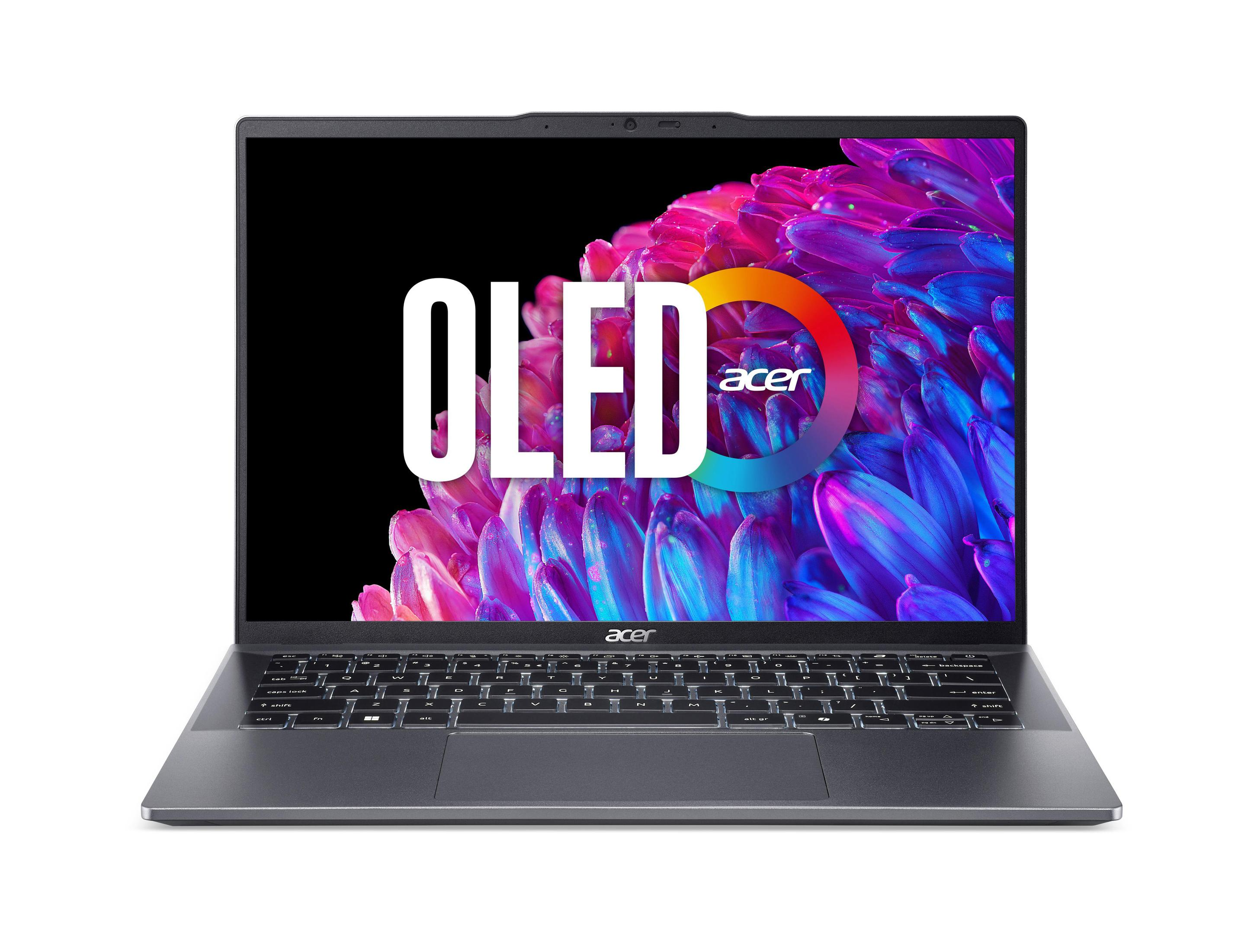 Acer OLED-Laptop mit farbenfrohem Bildschirm.