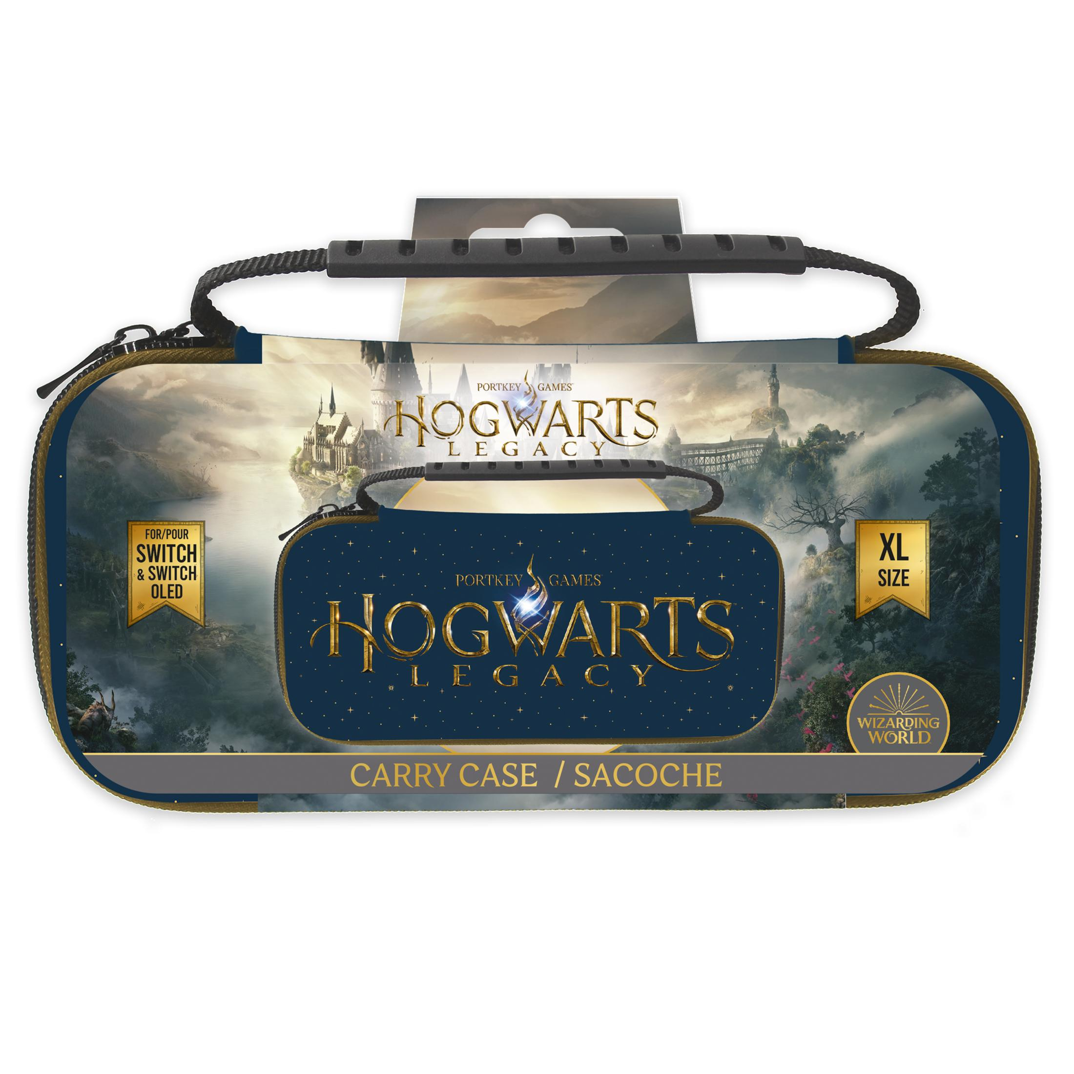 Eine Tragetasche für die Nintendo Switch mit dem Hogwarts Legacy Logo.