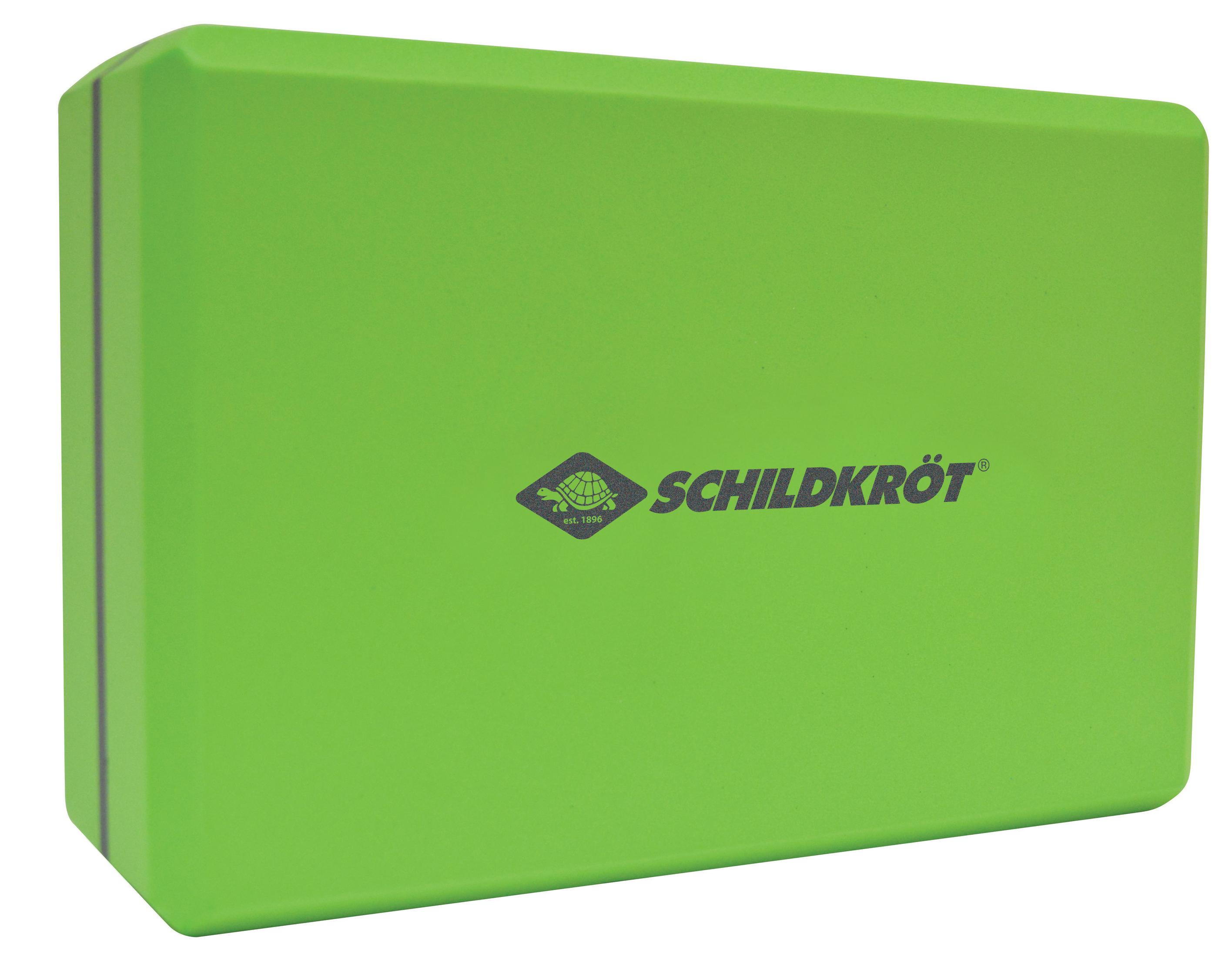 Blocco yoga verde con il logo Schildkröt.