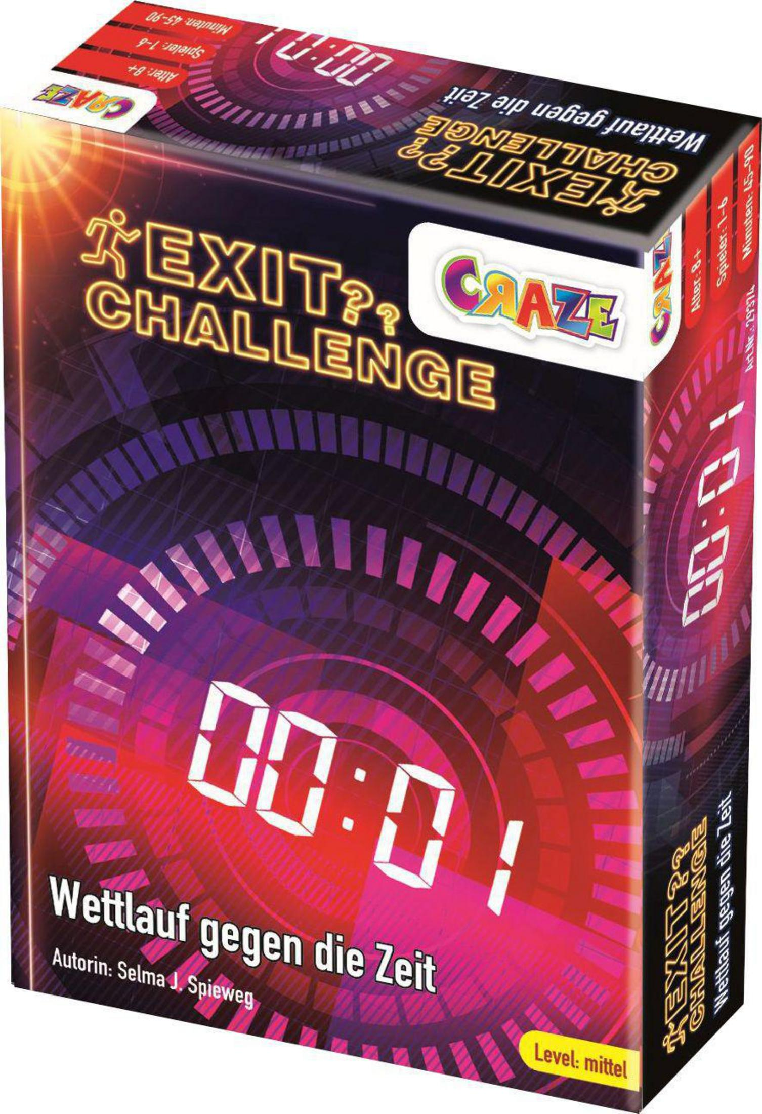 Eine Spielbox mit Text und einer Timeranzeige für das Spiel EXIT? Challenge.