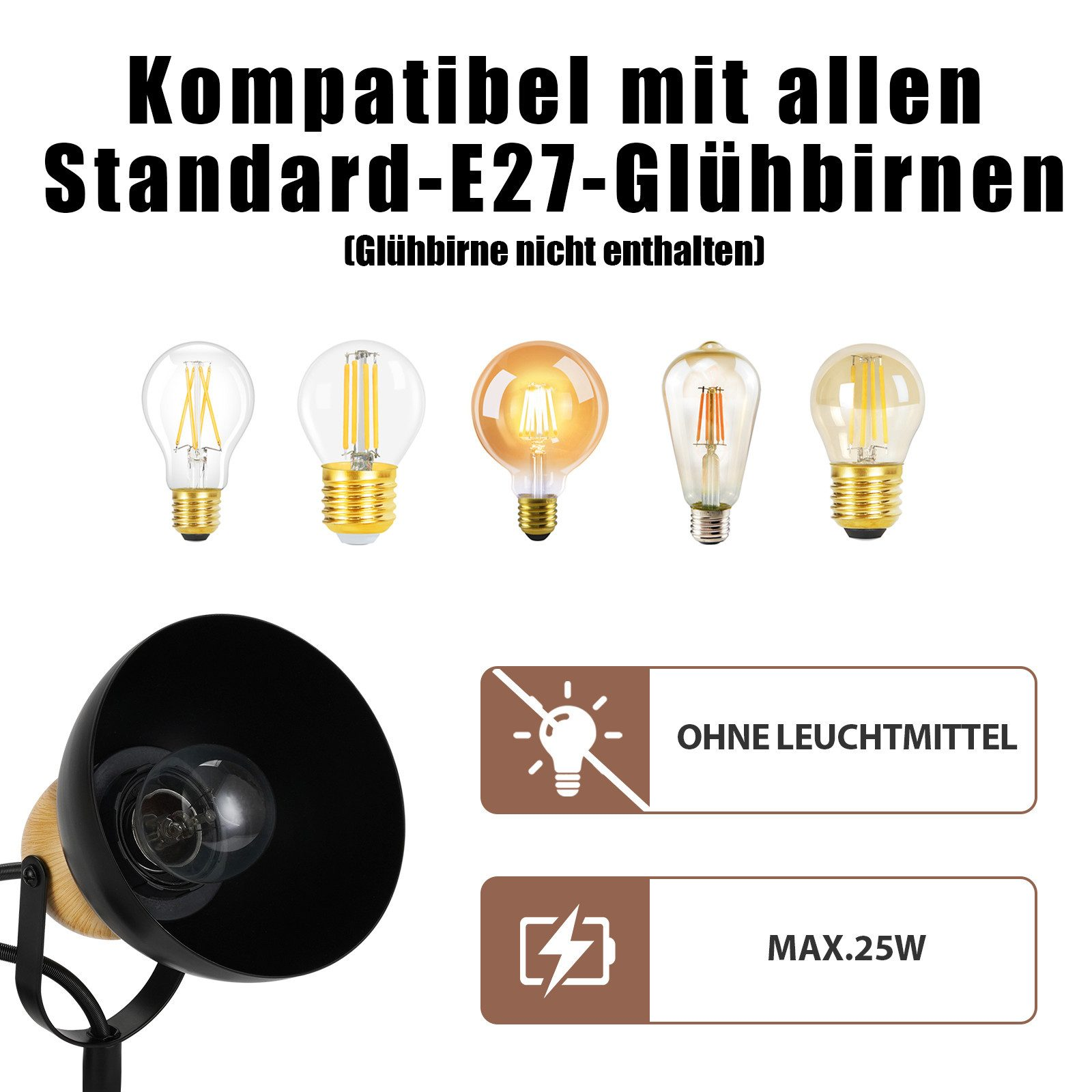 Lampa z różnymi żarówkami.