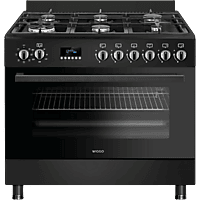 MediaMarkt WIGGO WO-E969R(BB) Fornuis - Gas - Gas / Netvoeding - Breedte 90 cm aanbieding