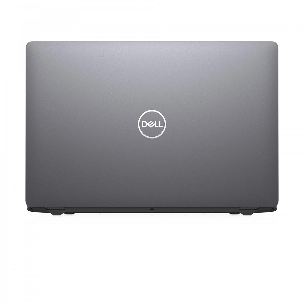 Ein grauer Laptop mit dem Dell-Logo auf der Oberseite des Bildschirms.