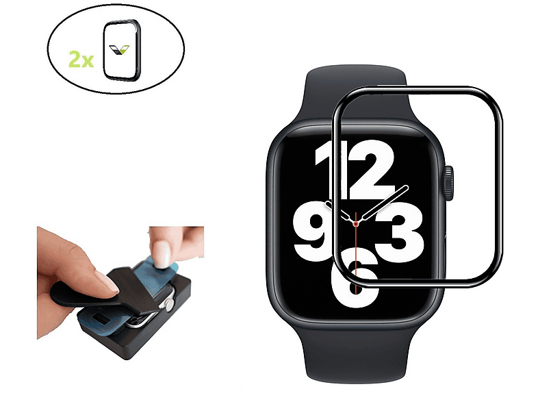 VENTARENT 2 x Displayschutz, 44mm Schutzglas (für Apple Watch Series 4 (44mm), Watch SE 2022 (44mm), Watch SE 2020 (44mm), Watch Series 6 (44mm), Watch Series 5 (44mm))