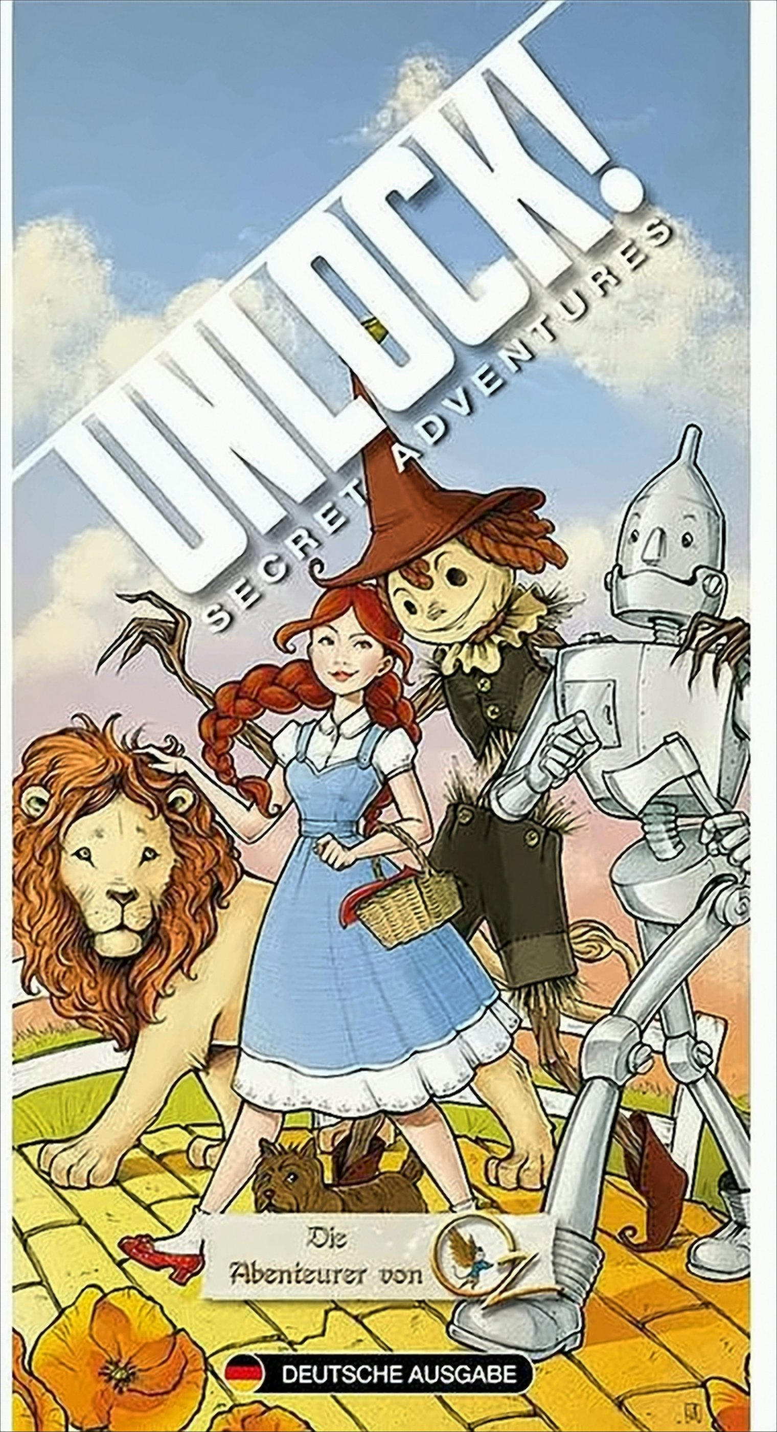 Cover-Art für ein Brettspiel 'Unlock! Secret Adventures' mit Zeichentrickfiguren.