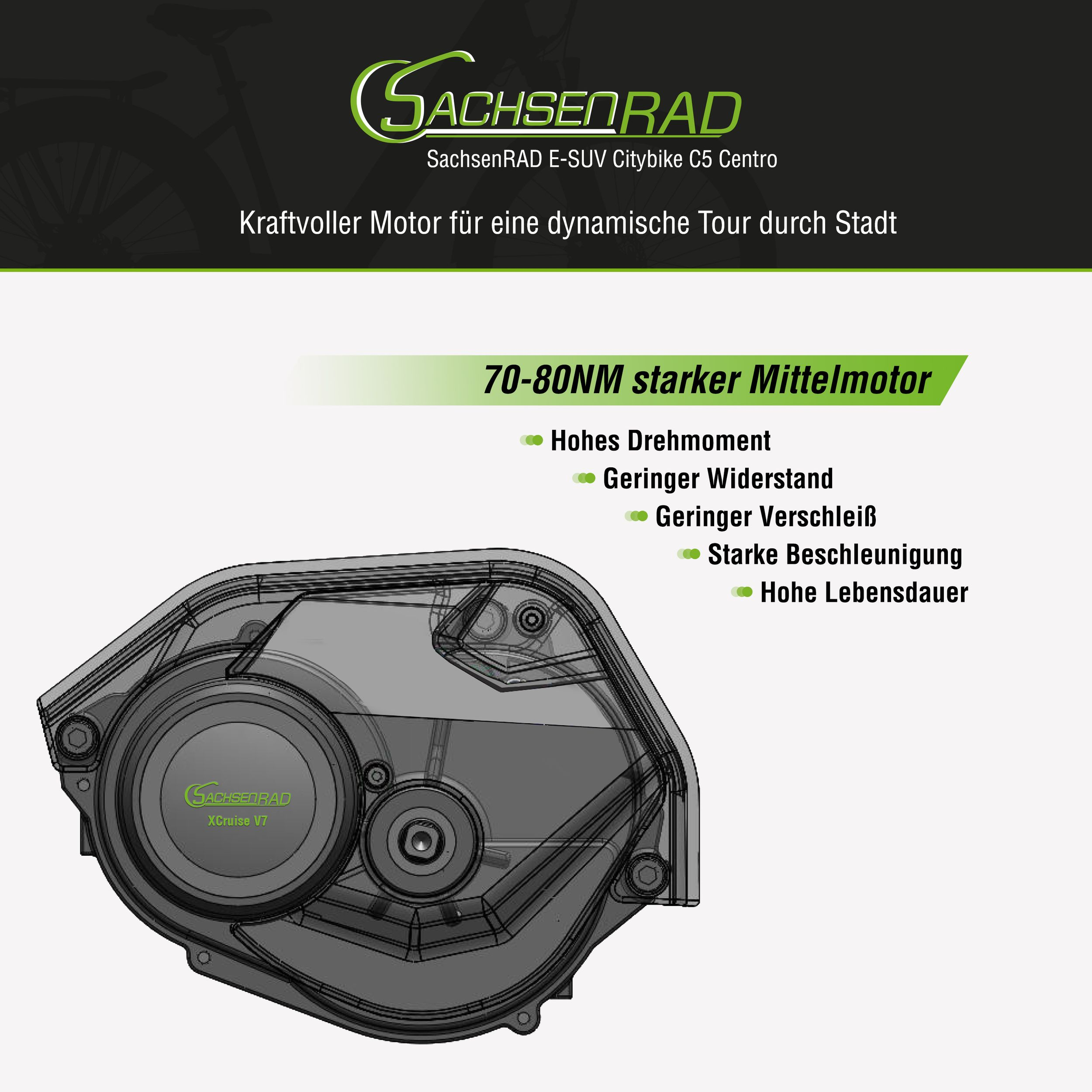 Diagram van een e-bike motor. Het diagram heeft tekst in het Duits, toont motoronderdelen.