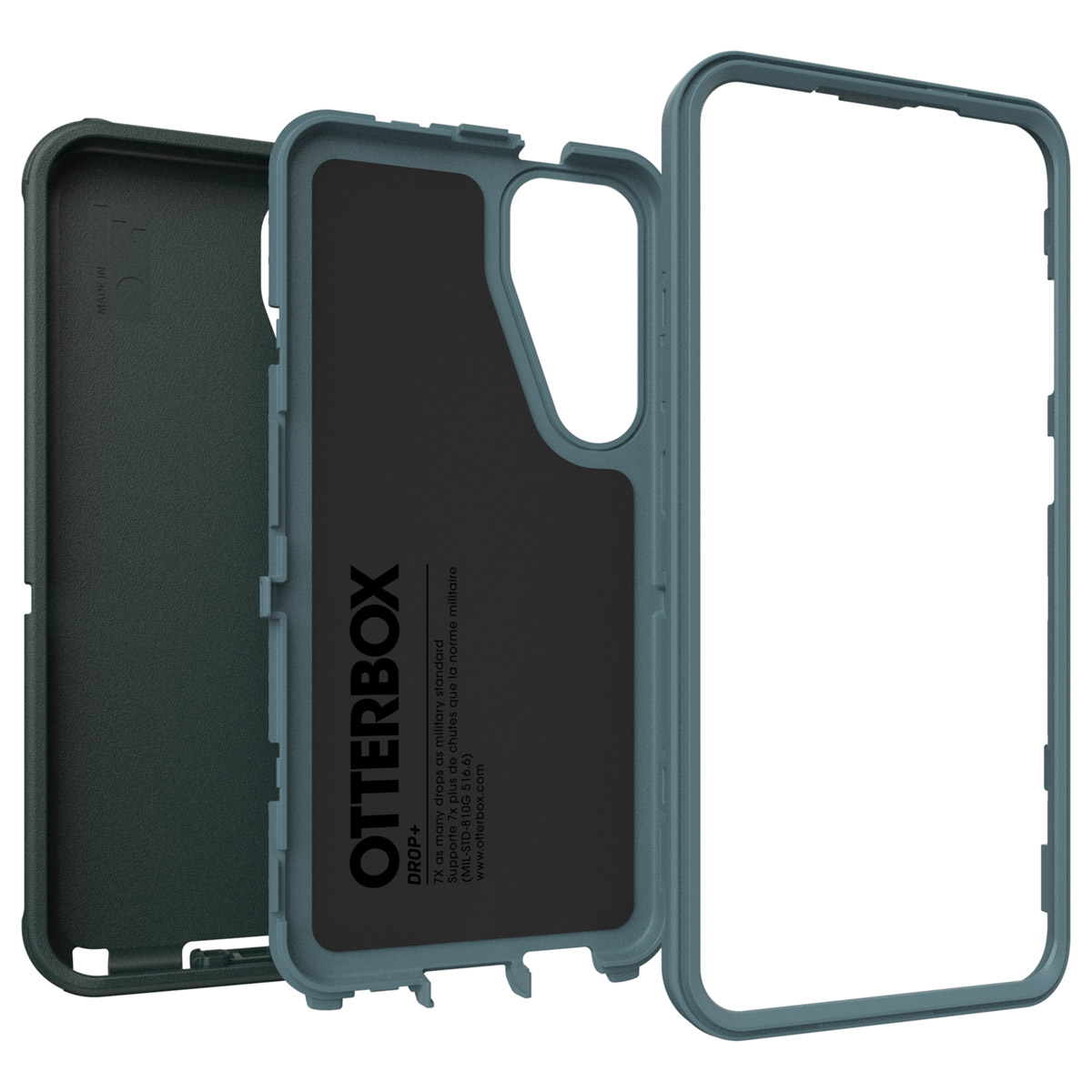 Telefoonhoesje met groen en zwart design. Otterbox logo. De telefoon zit erin.