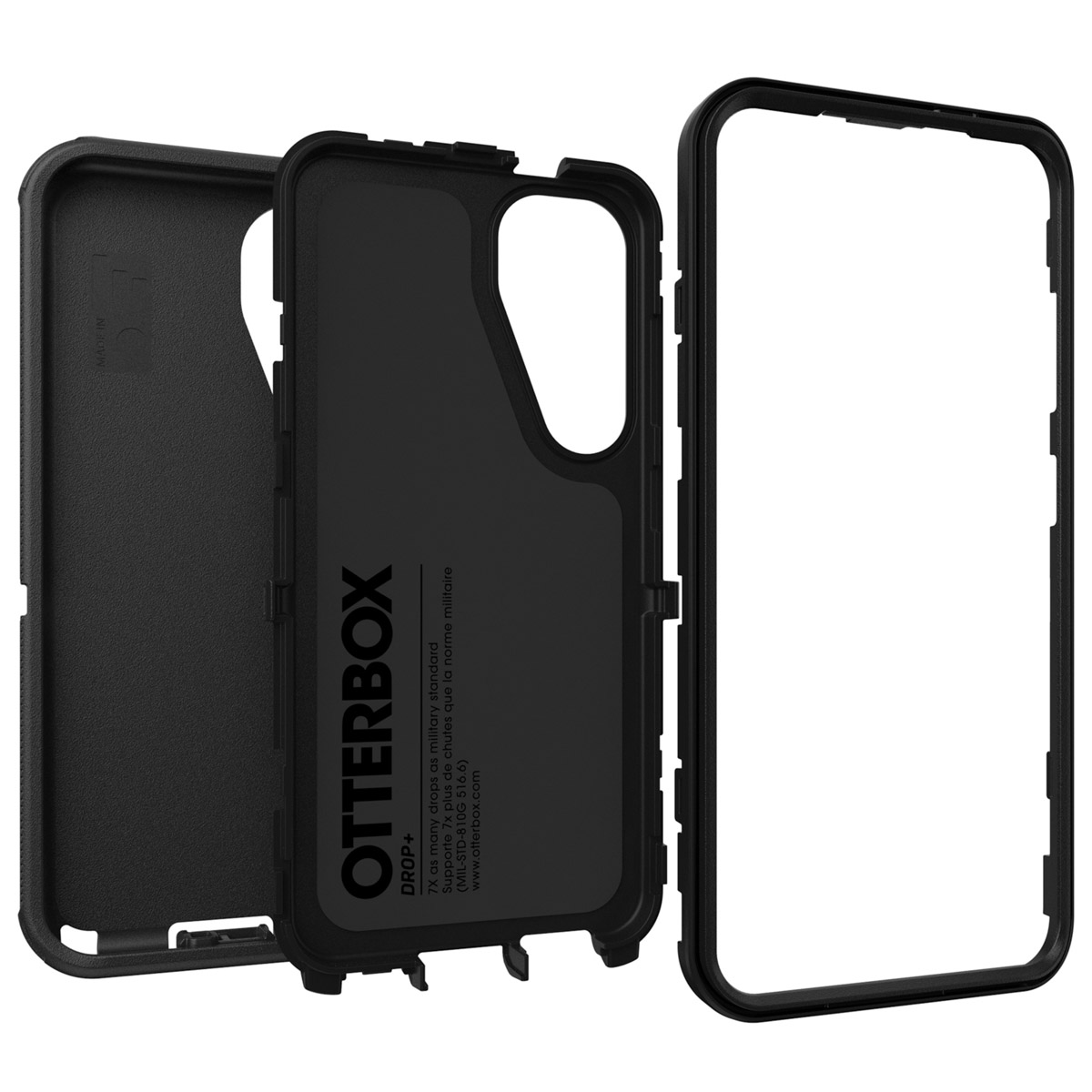 Coque de téléphone noire en trois parties et logo Otterbox.