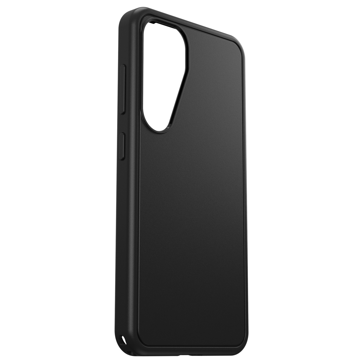 Zwarte telefoonhoes. De hoes is aan één kant open en laat de binnenkant zien.