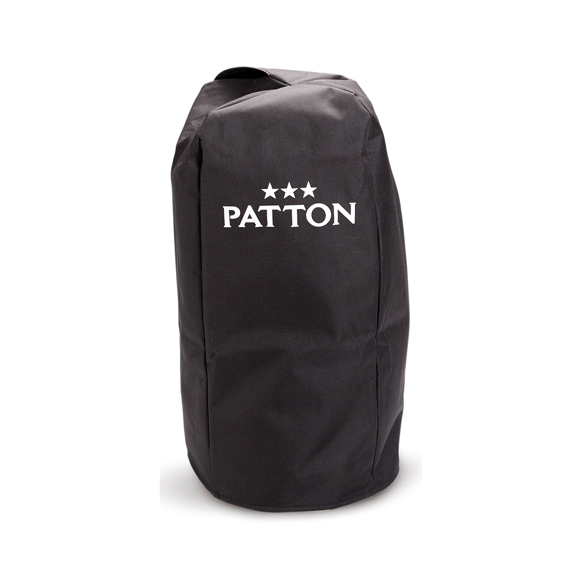 Zwarte hoes met witte "PATTON" tekst en drie sterren erop.