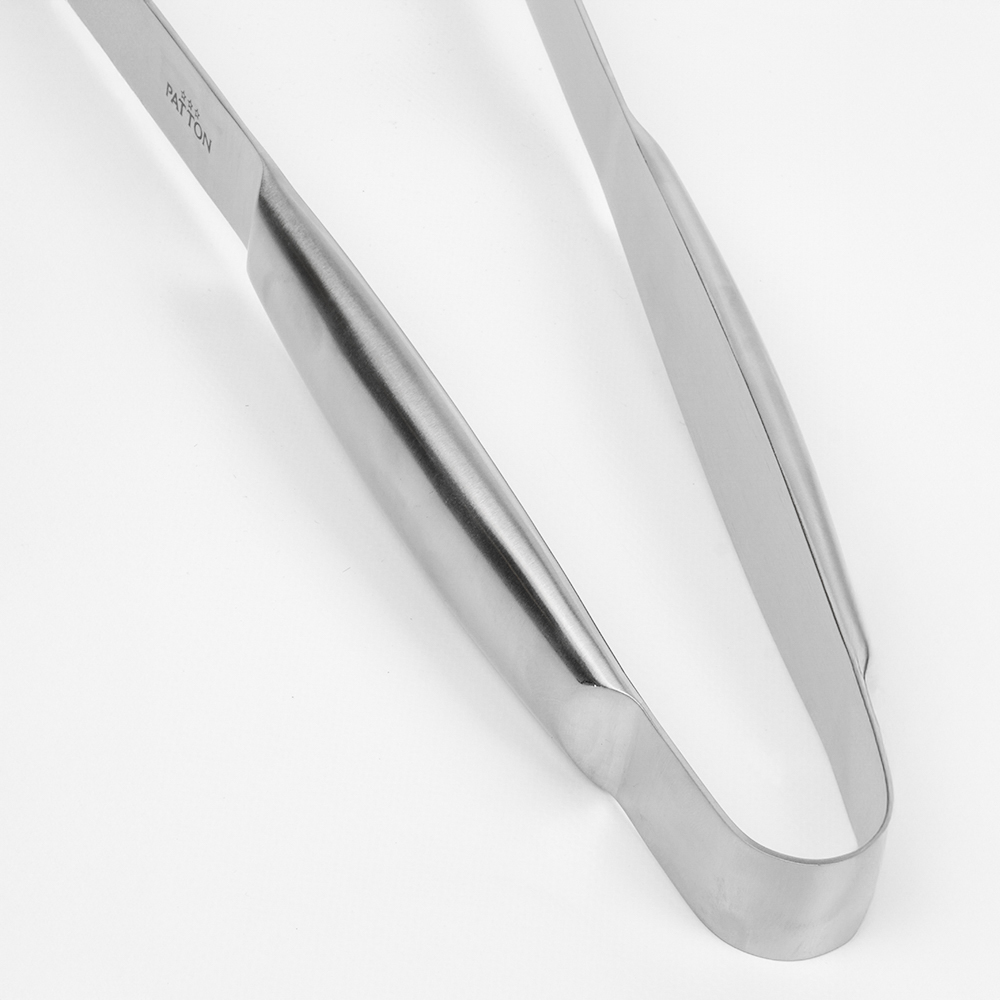 Silver tongs on a white background. Brand name 'PATTON' is visible.