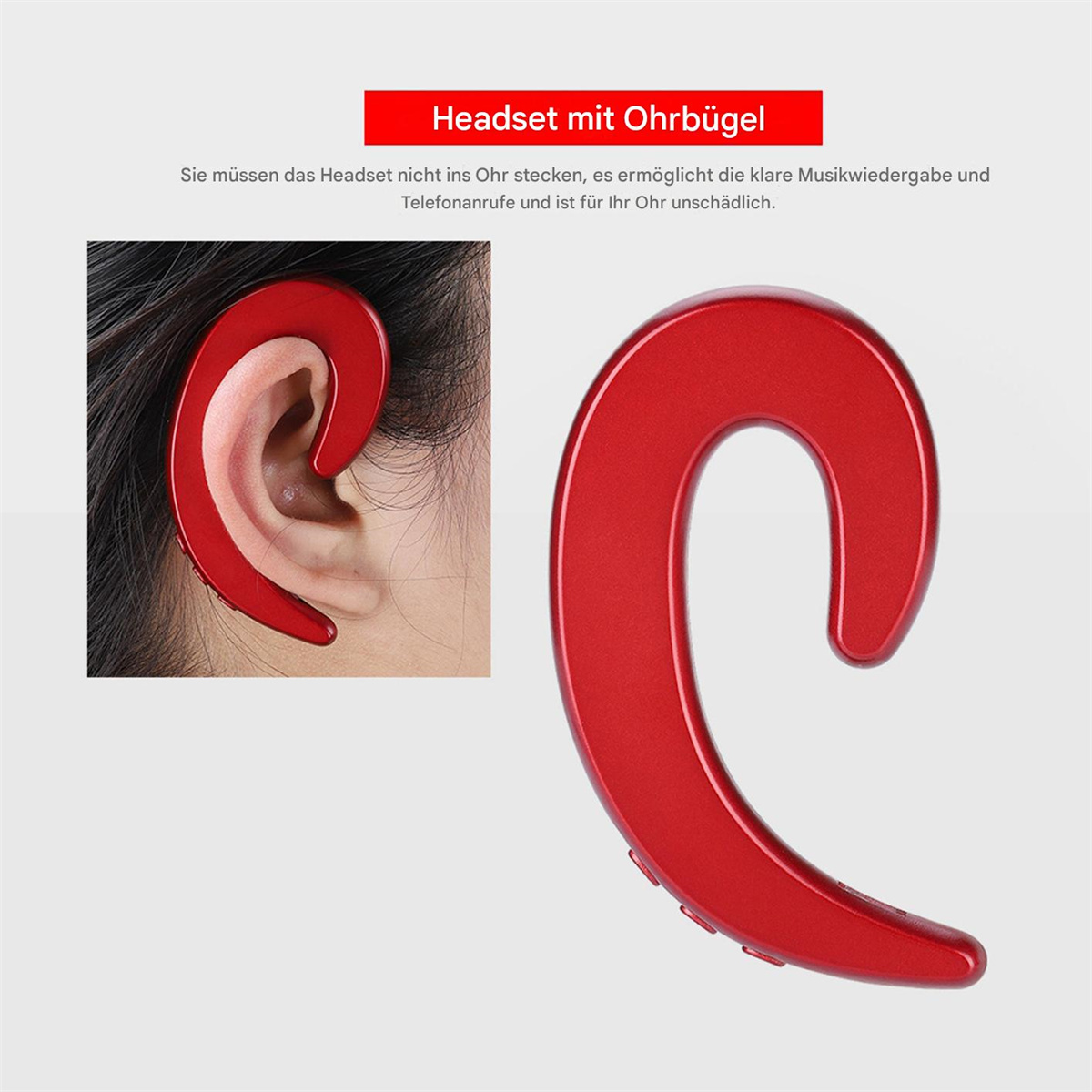 Roter Ohrhörer für das Ohr, mit einer Ohr-Diagramm.