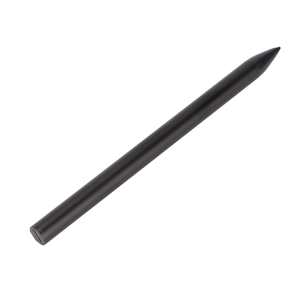 Schwarzer Stift mit spitzer Spitze. Weißer Hintergrund.
