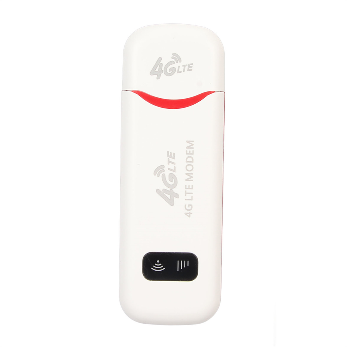 Weißes 4G LTE-Modem mit rotem Streifen und Text "4G LTE MODEM".