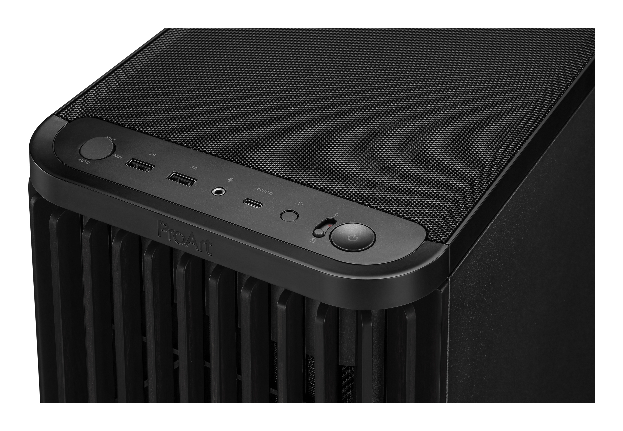 Czarna obudowa komputera z przezroczystym szklanym panelem, odsłaniającym wnętrze.