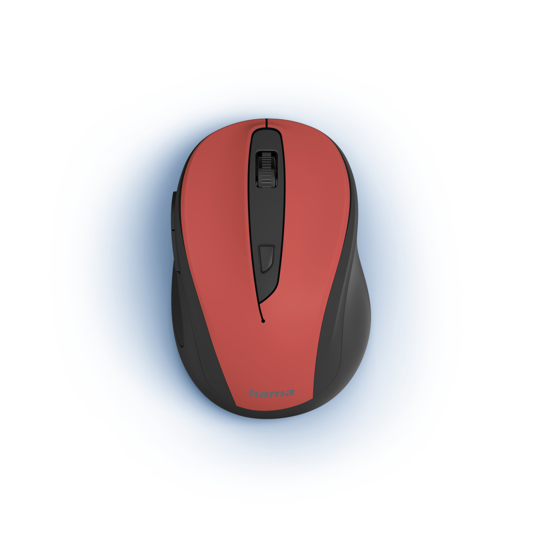 Mouse nero e rosso con rotella.