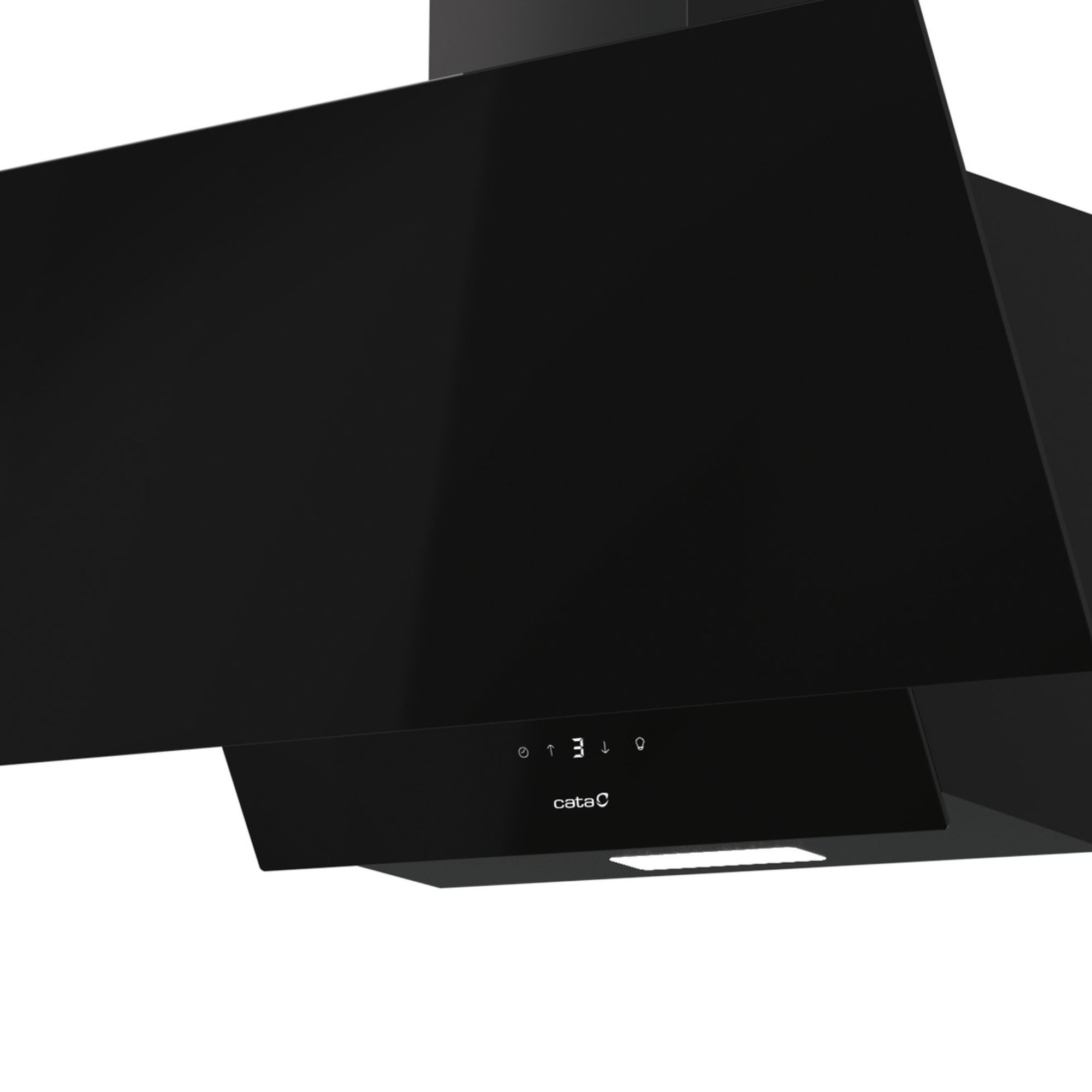Campana extractora de cocina negra con panel de control.