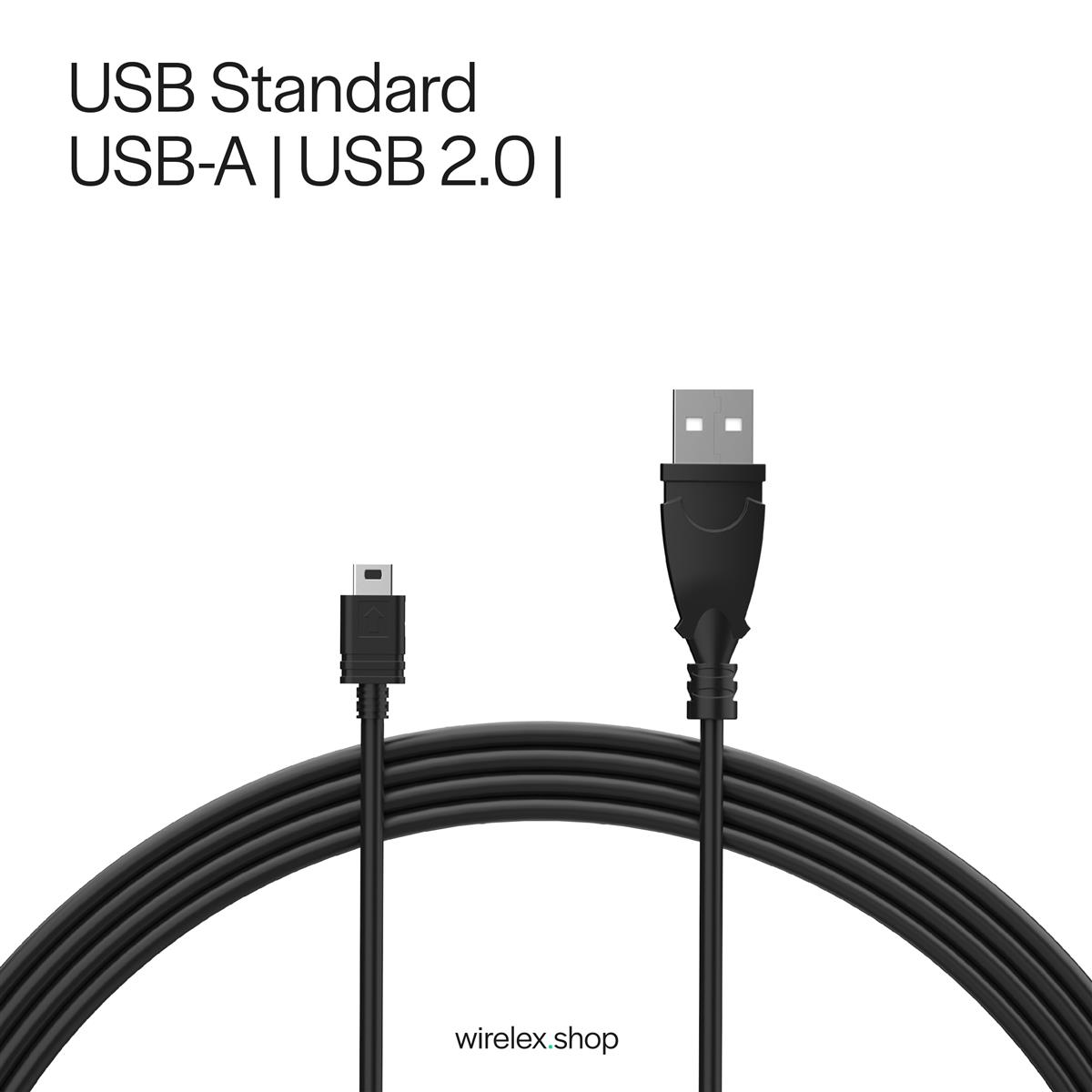 USB-Kabel, USB-A zu Micro-USB, schwarz, mit der Marke 'wirelex.shop'.