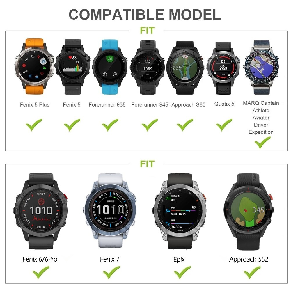 Smartwatches, Vergleichstabelle mit kompatiblen Modellen.