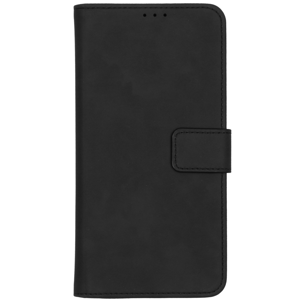 Coque de téléphone noire avec fermoir magnétique.