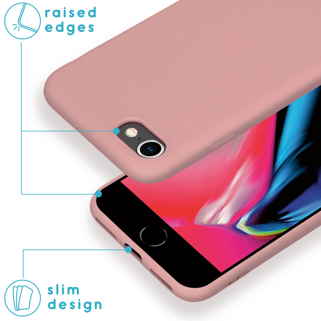 Pink phone case with a raised edge, and a slim design, with the phone inside it.