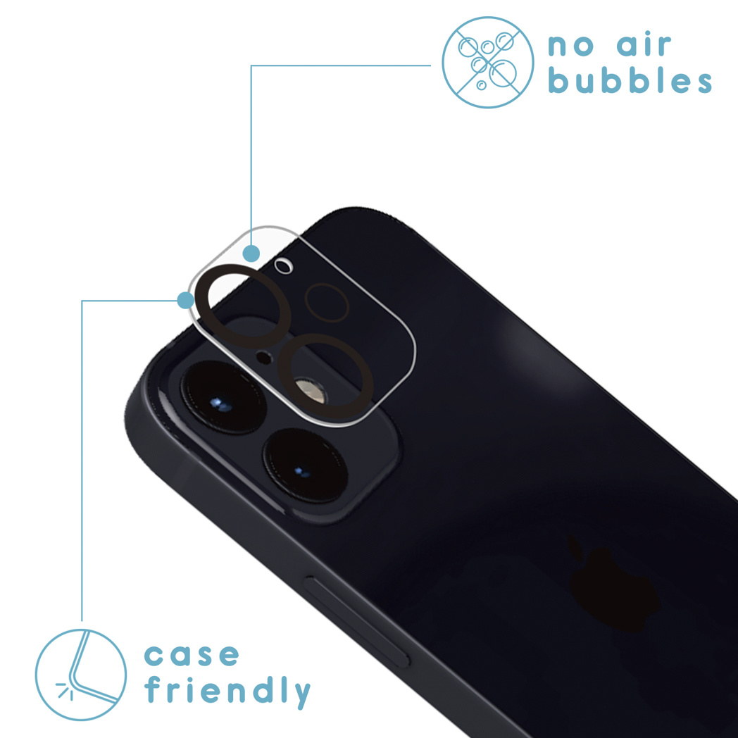 Een telefoon met een cameralensbeschermer erop. De beschermer is case friendly.
