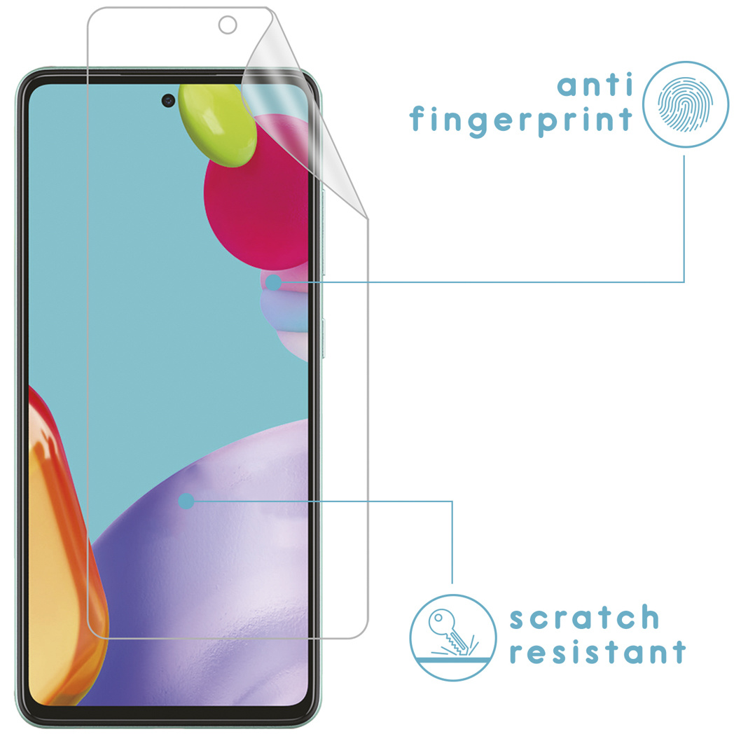 Téléphone et protecteur d'écran. Le protecteur est transparent. Le téléphone est sur un fond blanc.