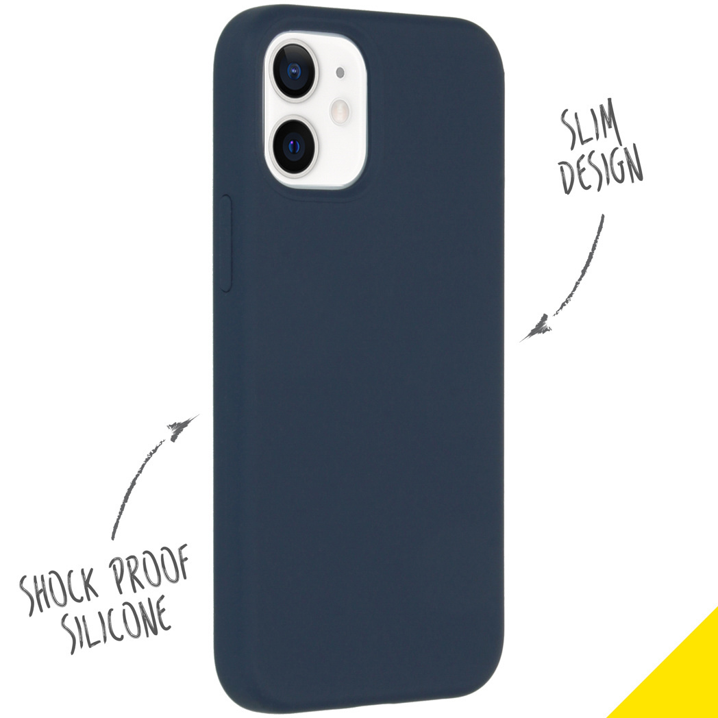Blue phone case. Text says Shock Proof Silicone, Slim Design.