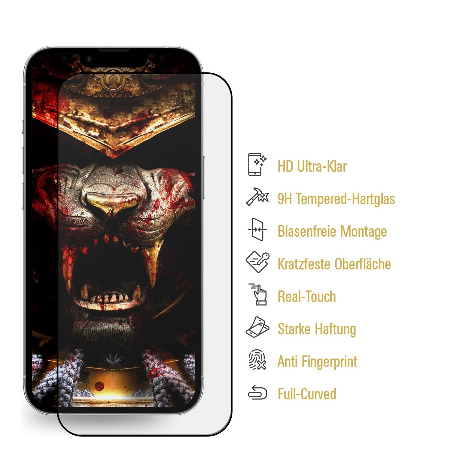 Telefon mit Displayschutz: HD, Anti-Fingerprint, voll gekrümmtes Display.