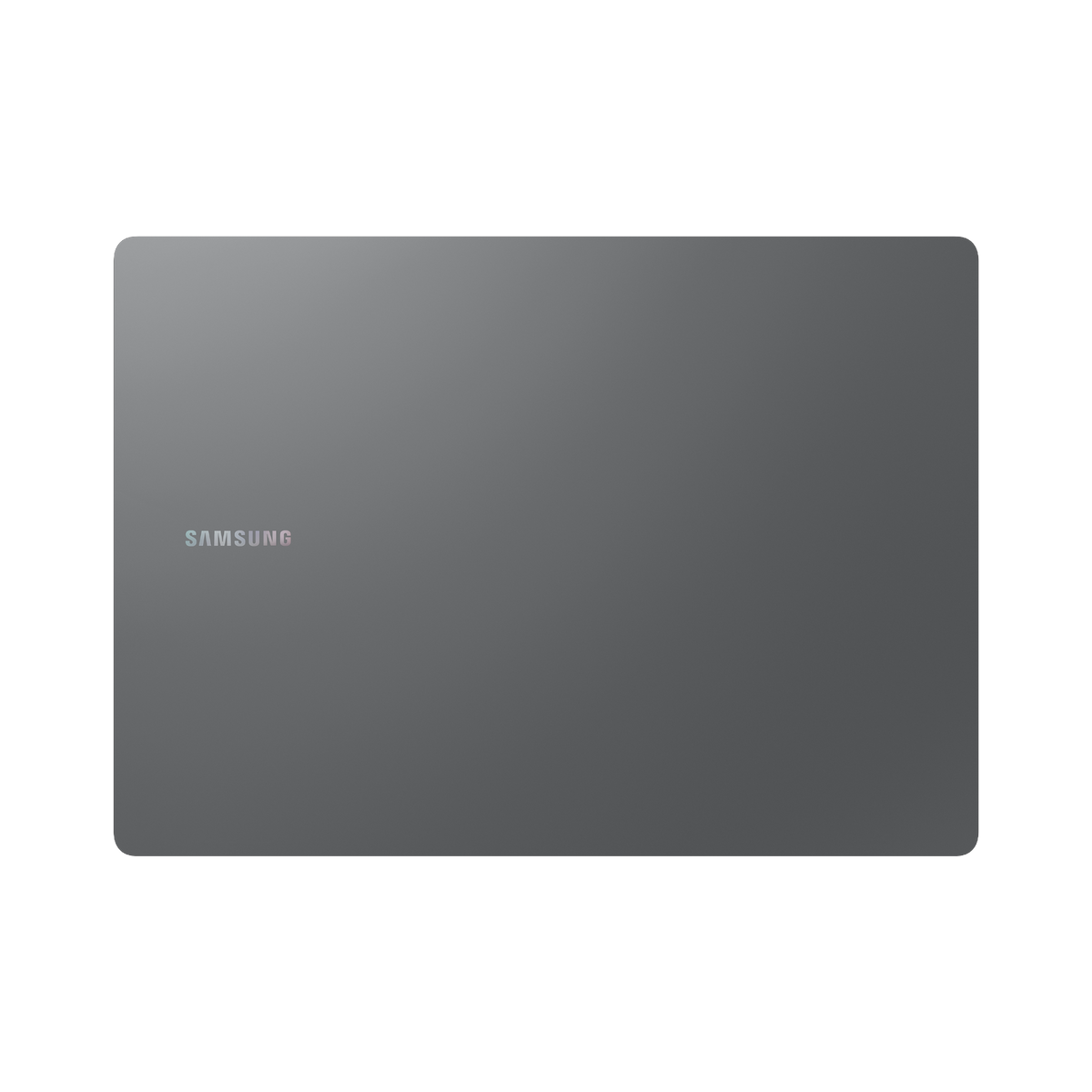 Portátil Samsung cerrado sobre un fondo negro. El logotipo de Samsung es visible.