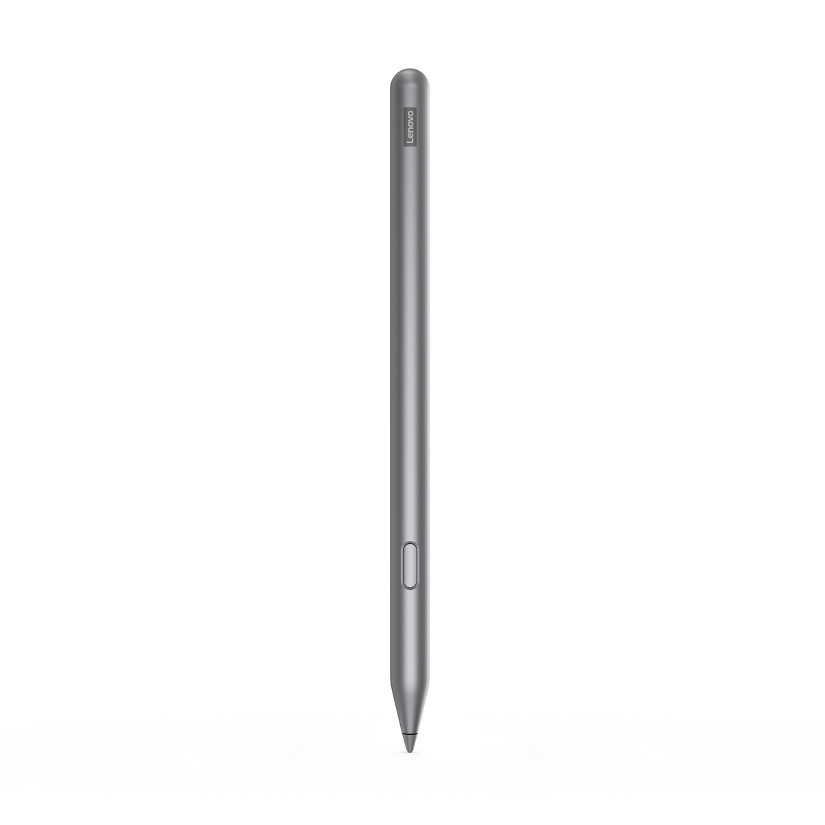 Srebrny rysik Lenovo, prosty, na czarnym tle.