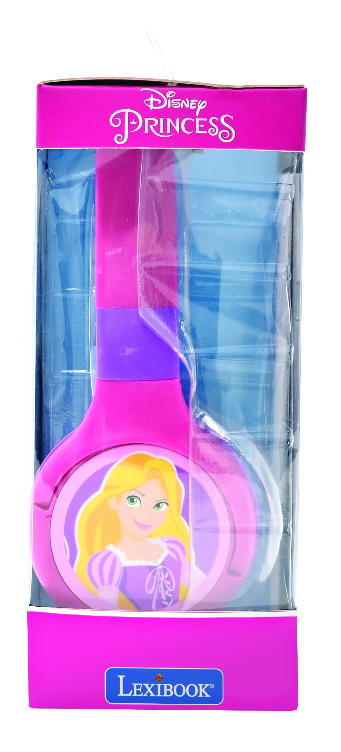 Cuffie Disney Princess rosa in confezione di plastica trasparente. Marchio Lexibook.