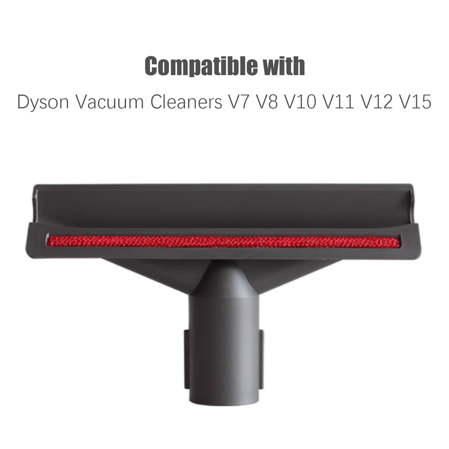 Głowica odkurzacza z czerwoną szczotką. Ciemnoszara z cylindrycznym mocowaniem.