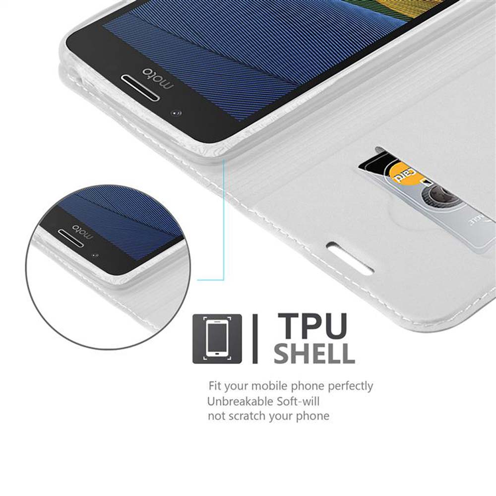 Custodia bianca con telefono nero, mostra slot per schede. Testo: TPU SHELL. Sfondo bianco.