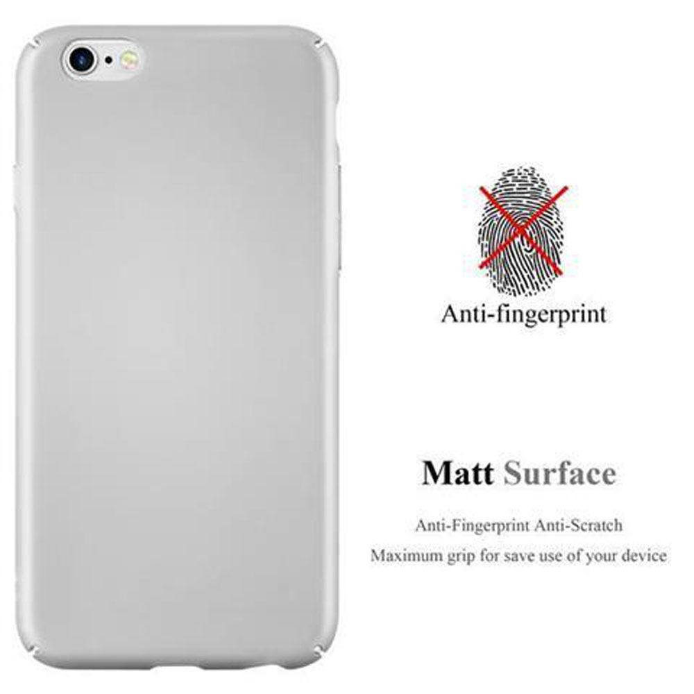 Una custodia per telefono grigio chiaro con una superficie opaca. La superficie è anti-impronta e antigraffio.