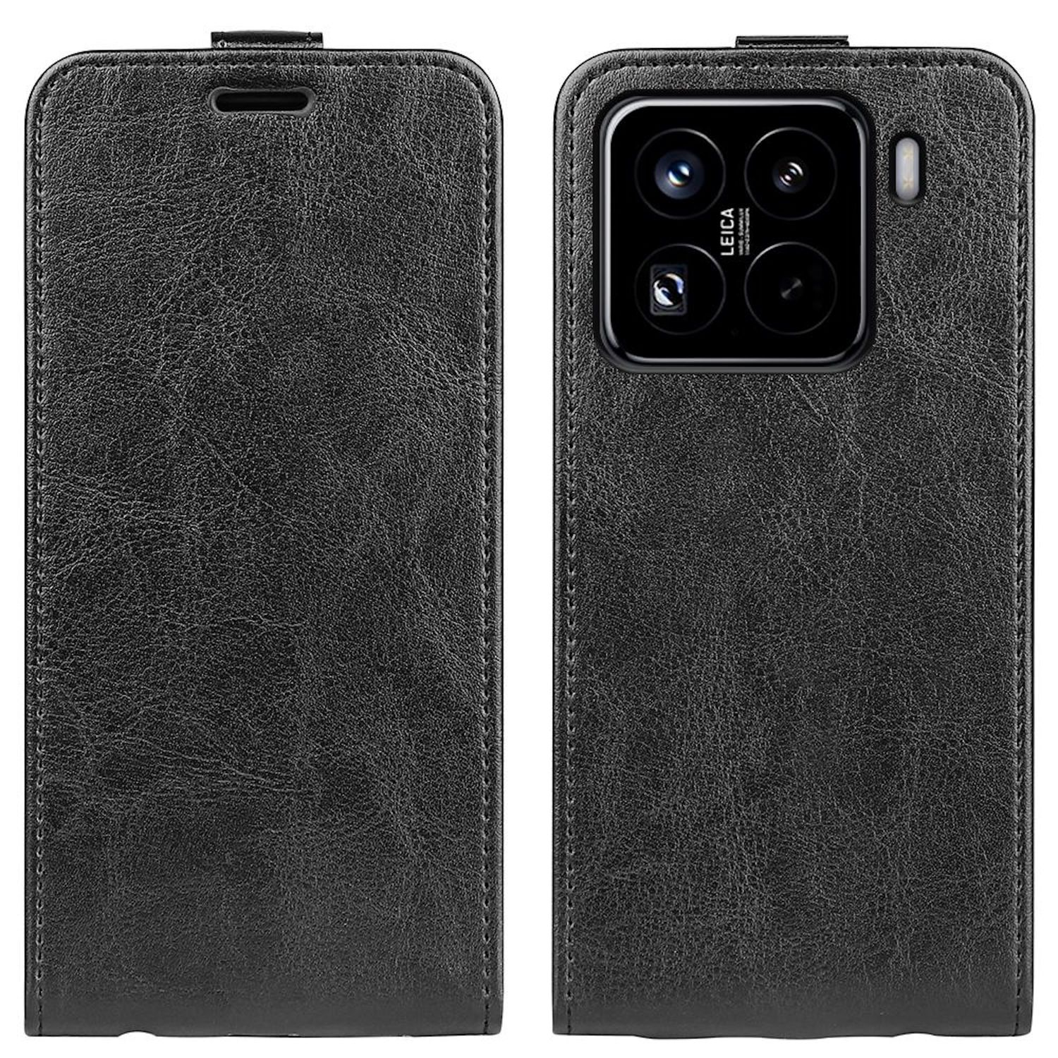 Funda de teléfono negra, vista frontal y trasera, con recortes de cámara.
