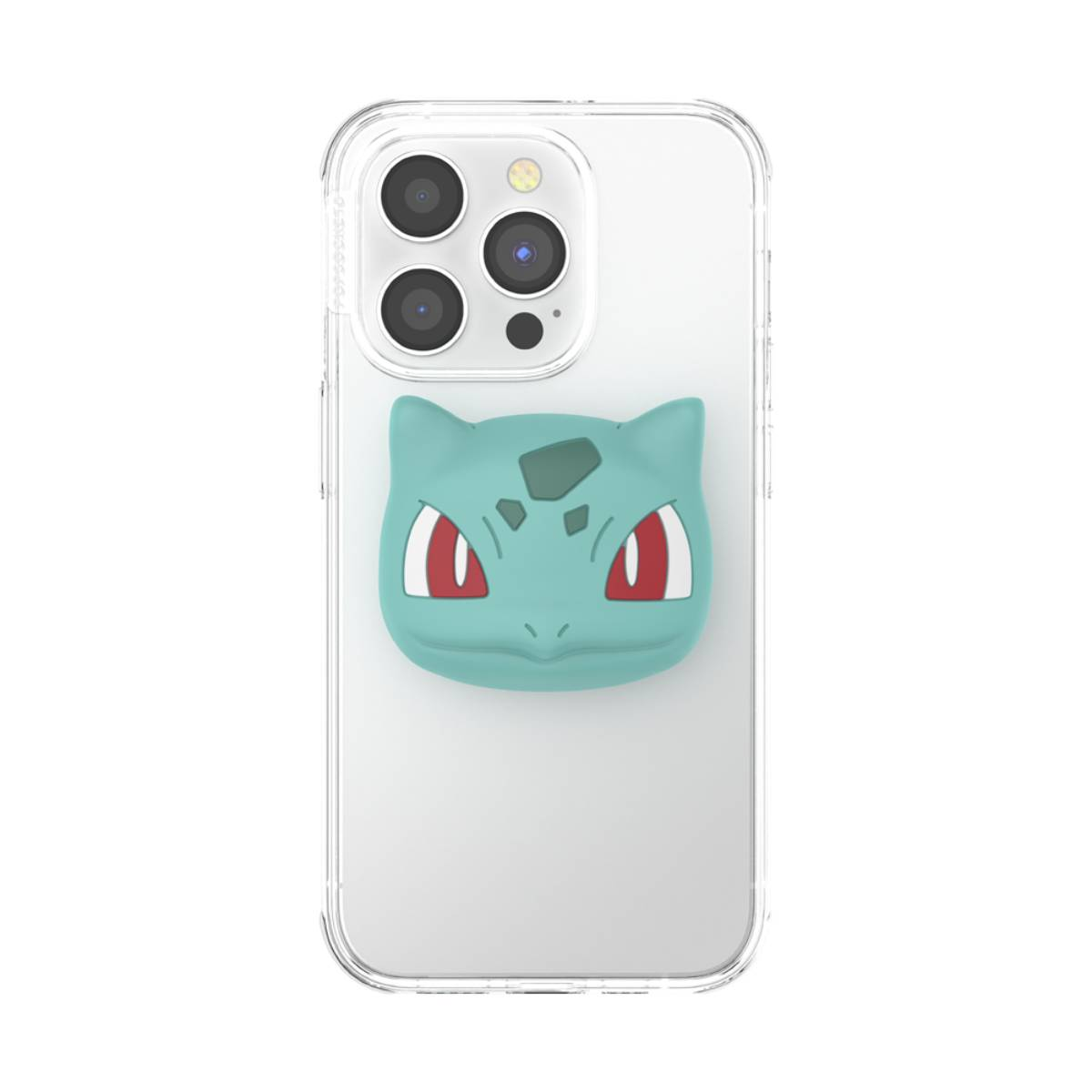 Custodia trasparente per telefono. Presenta un design Bulbasaur per il retro del telefono.