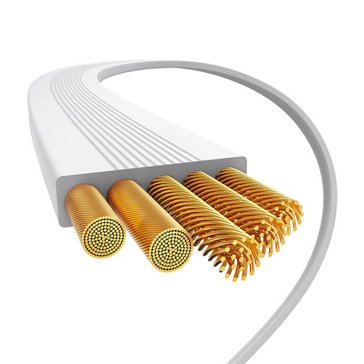 Zbliżenie na rdzeń liny. Widoczne są złote pasma.