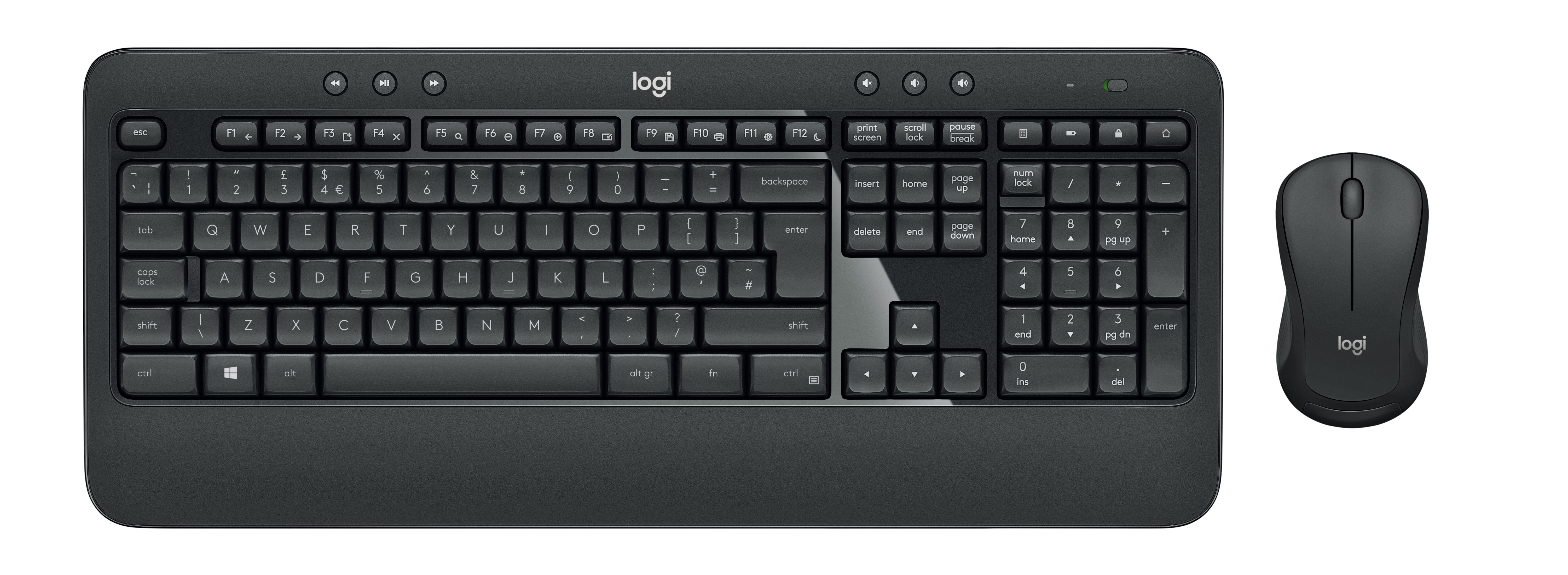 Set tastiera e mouse neri con il logo Logi.