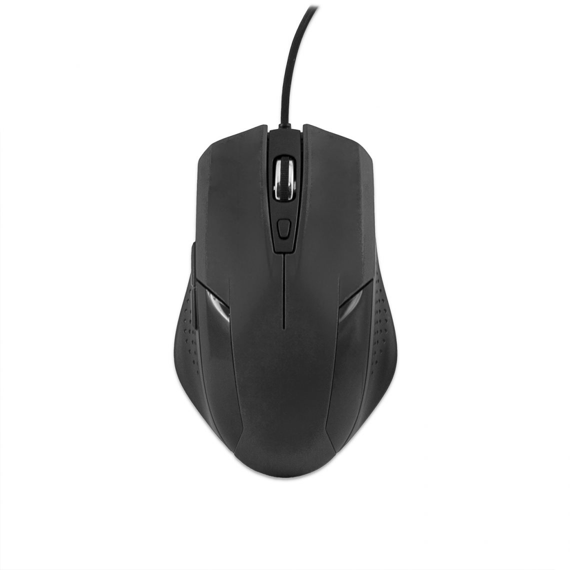 Mouse per computer ergonomico nero con cavo nero.