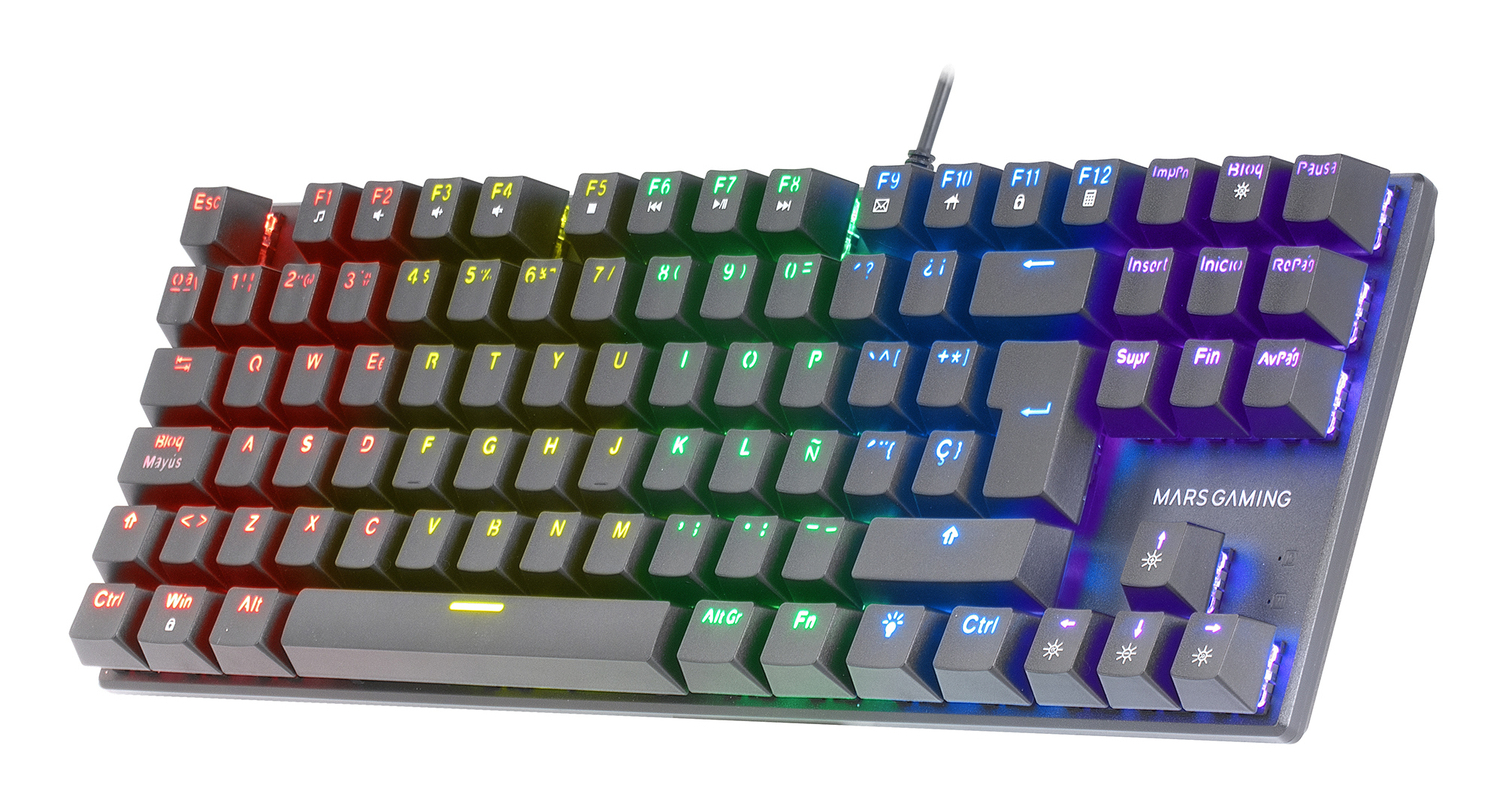 Czarna klawiatura dla graczy z efektem tęczowego światła.