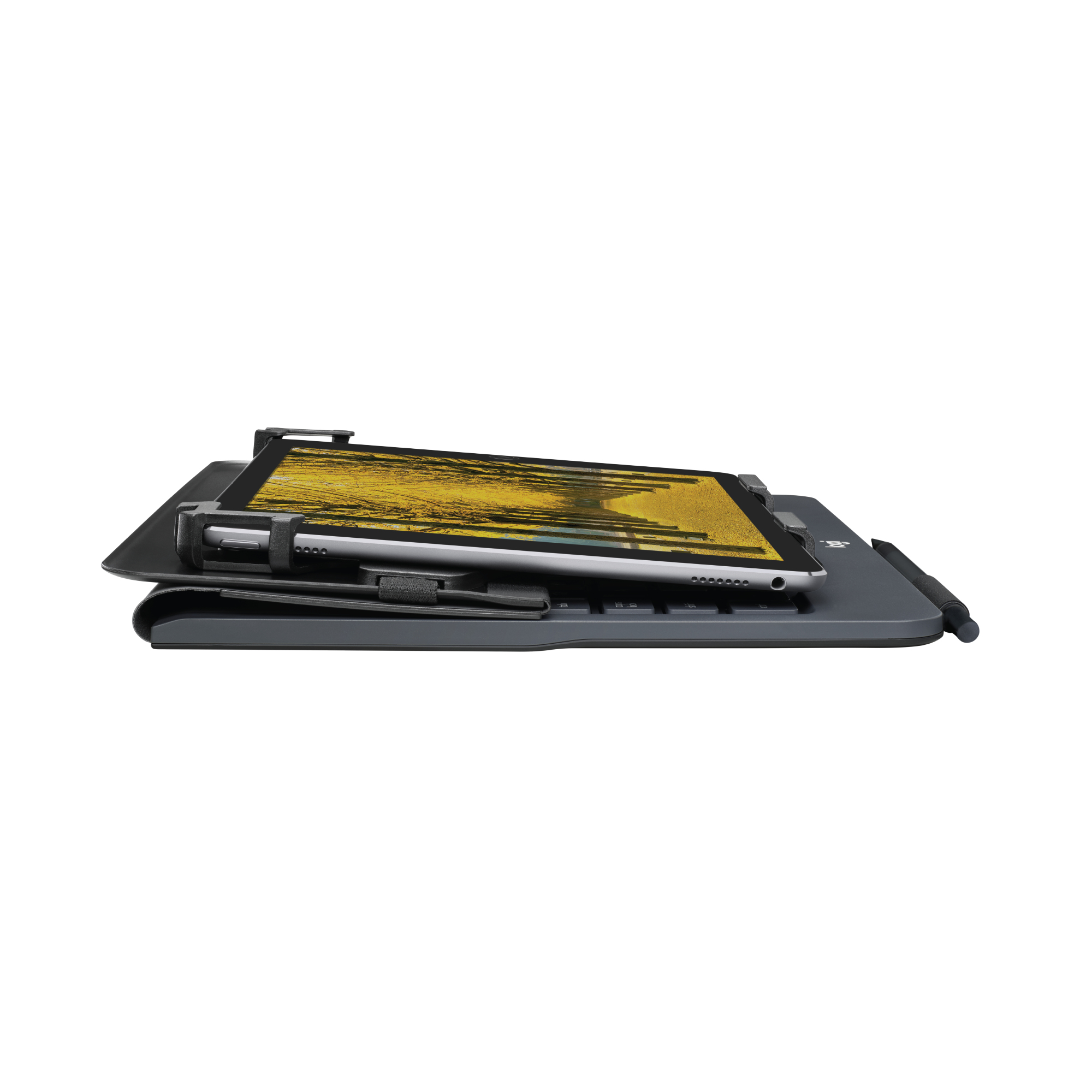 Tablet e tastiera in posizione piegata.