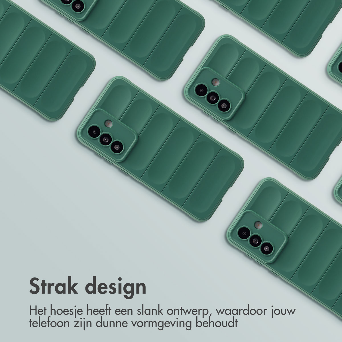 Verschillende groene telefoonhoesjes. Witte achtergrond.