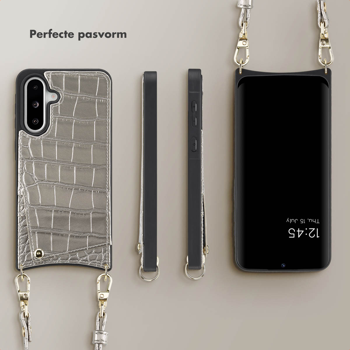SELENCIA Coque avec lanière compatible avec Samsung Galaxy A36/Samsung Galaxy A56 (5G) Étui de Téléphone voor Samsung Samsung Galaxy A36/Samsung Galaxy A56 (5G) Argent